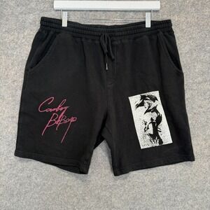 Atsuko Cowboy Bebop Sweat Shorts Mens XL Graphic Drawstring Black 8" Inseam‎